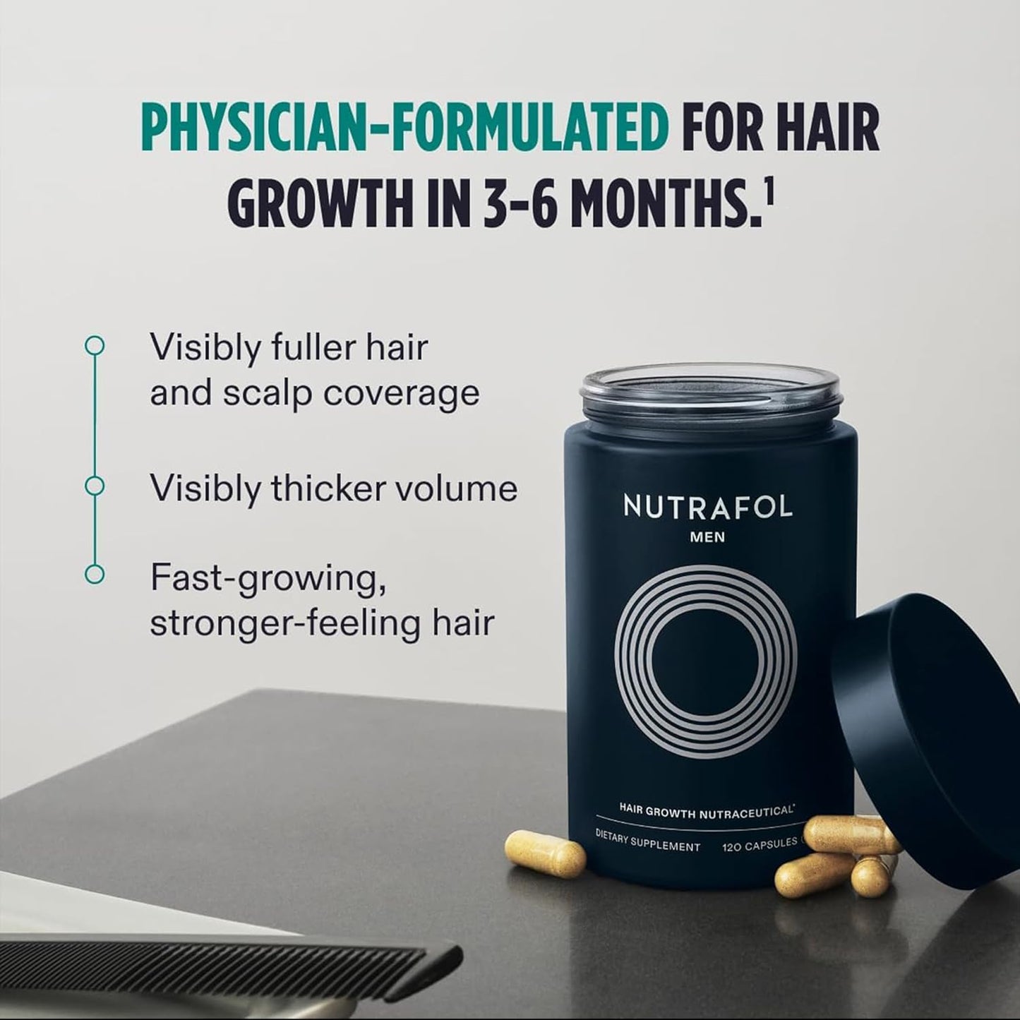 Nutrafol Men’s Hair Growth Supplements – Clinically Proven for Thicker, Stronger Hair - NOT THE VEGAN VERSION-