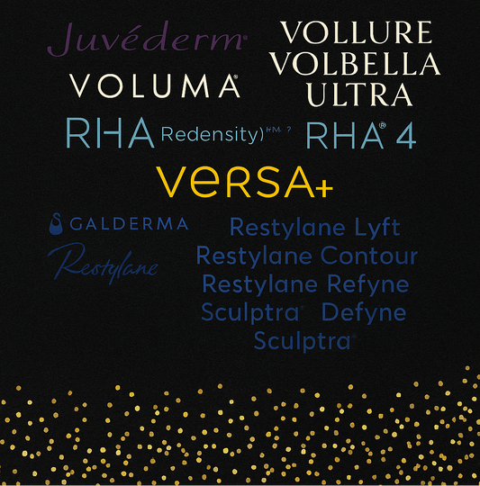 Black Friday promotional poster with product names and BOGO offer on a black background with gold accents.