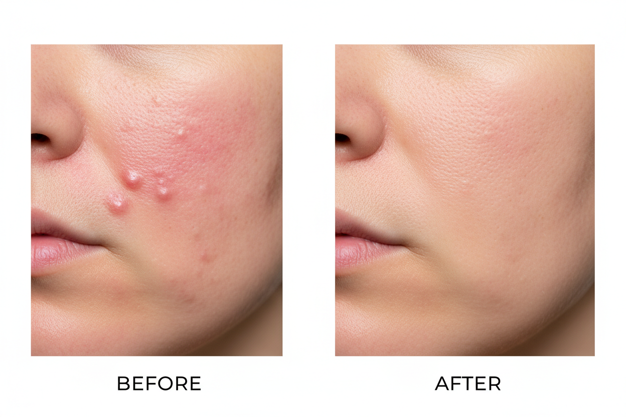 make the left side a more inflamed pustual acne