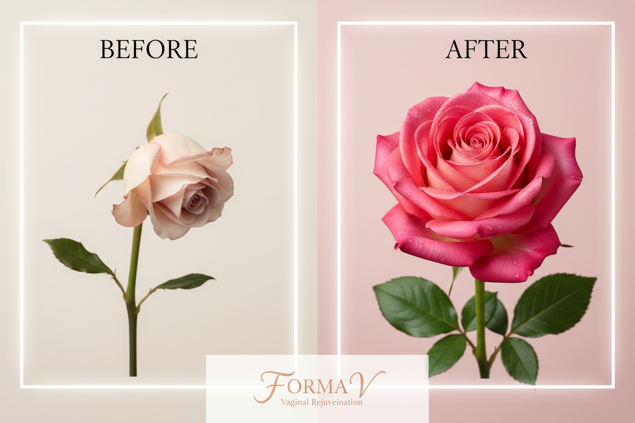 before and after image using a rose for forma v vaginal rejuvenation